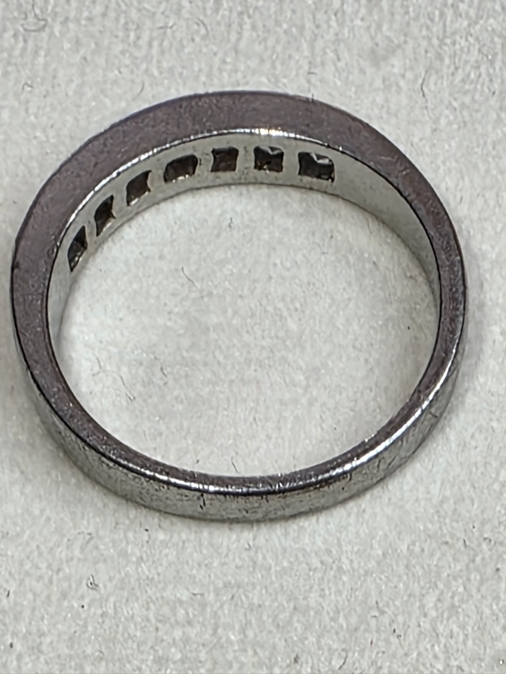 Channel Set Crystal Band Ring Silver Tone Stackable Size 8.75 - Picture 3 of 4